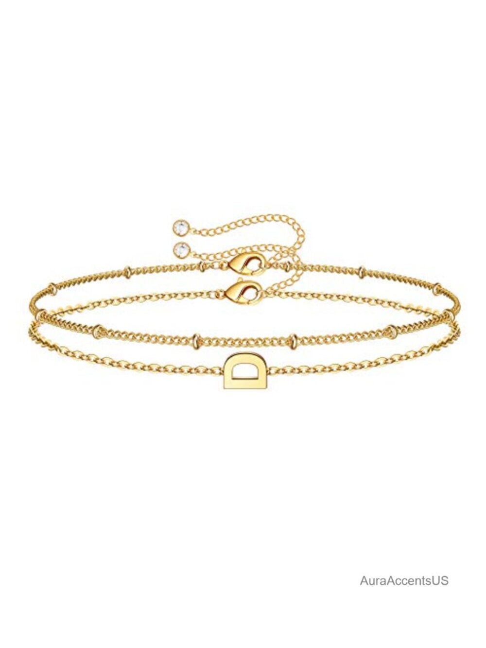 Dainty 14K Gold Plated Initial Bracelets Layered Gift Set for Women